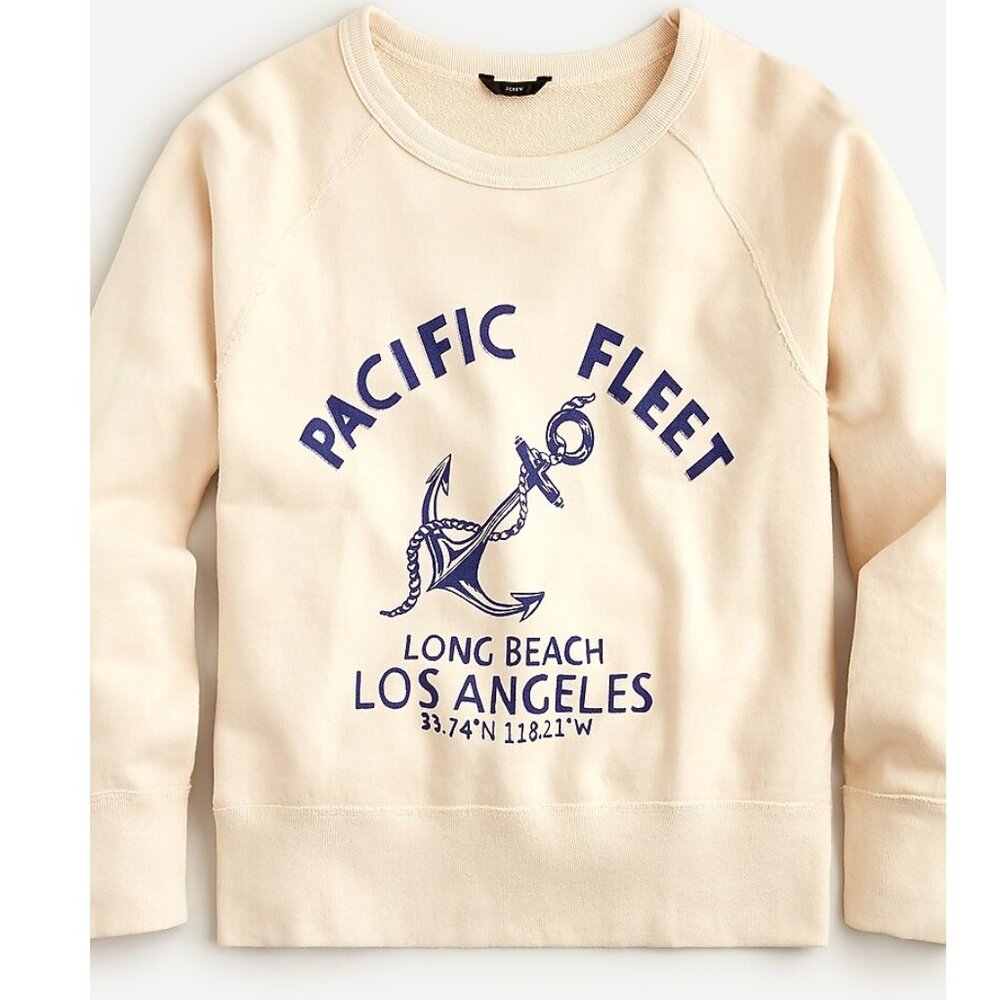 NWT J.Crew Retail XXS Garment-dyed pacific fleet sweatshirt in original cotton t